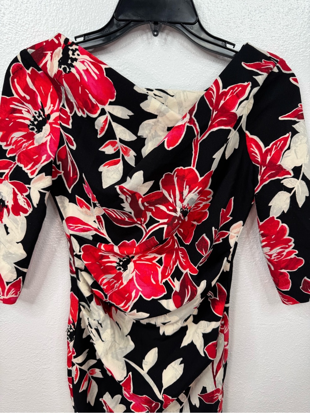 White House Black Market Black Red Cream Floral Sheath Dress - Picture 4 of 11